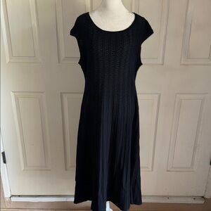 Peruvian Connection Black Cotton/Bamboo Sleeveless Knit Midi Dress